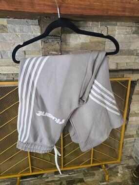 NWOT Fluent Grey Wide Leg Stripe Sweatpants Size S